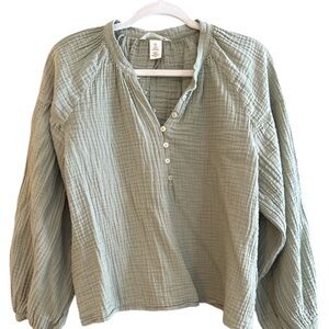 H&M Light Green Textured Blouse